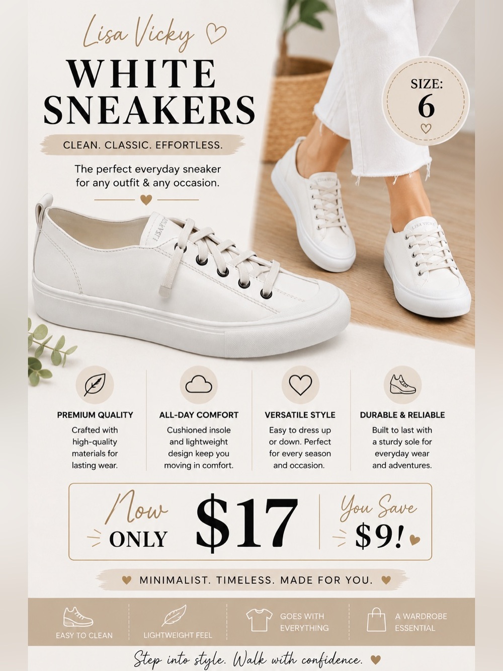 Lisa Vicky White Sneakers 6